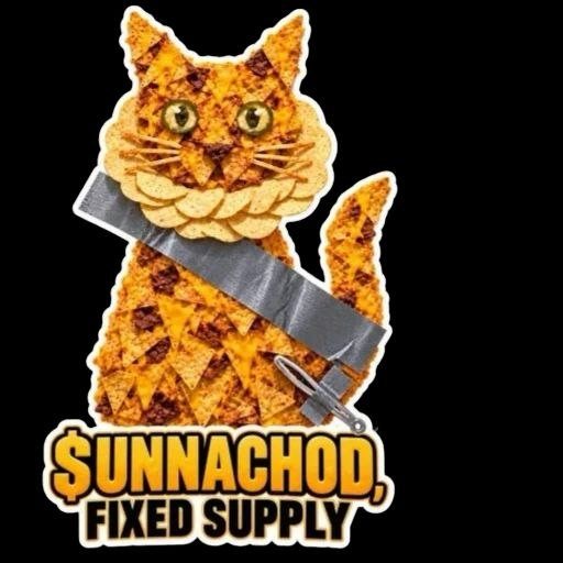$UNNACHOD artwork: a duct-taped orange cat above the exact project name and FIXED SUPPLY